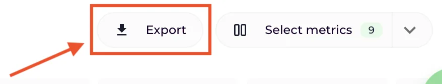 The Export button below the chart in the Keyword Hero app.