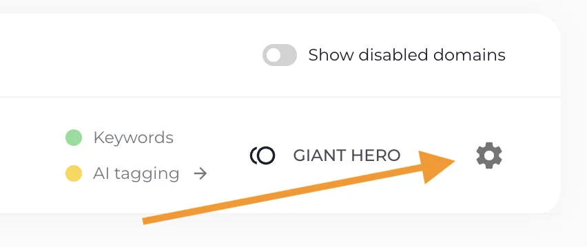 The projects overview with the gear icon on a project highlighted.