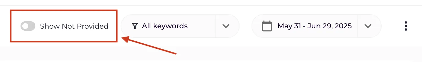 The Show Not Provided toggle in the top bar of the app.