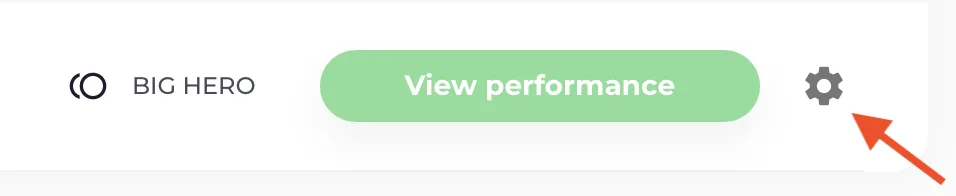 A project row in the Keyword Hero profile with the gear icon at its right end.