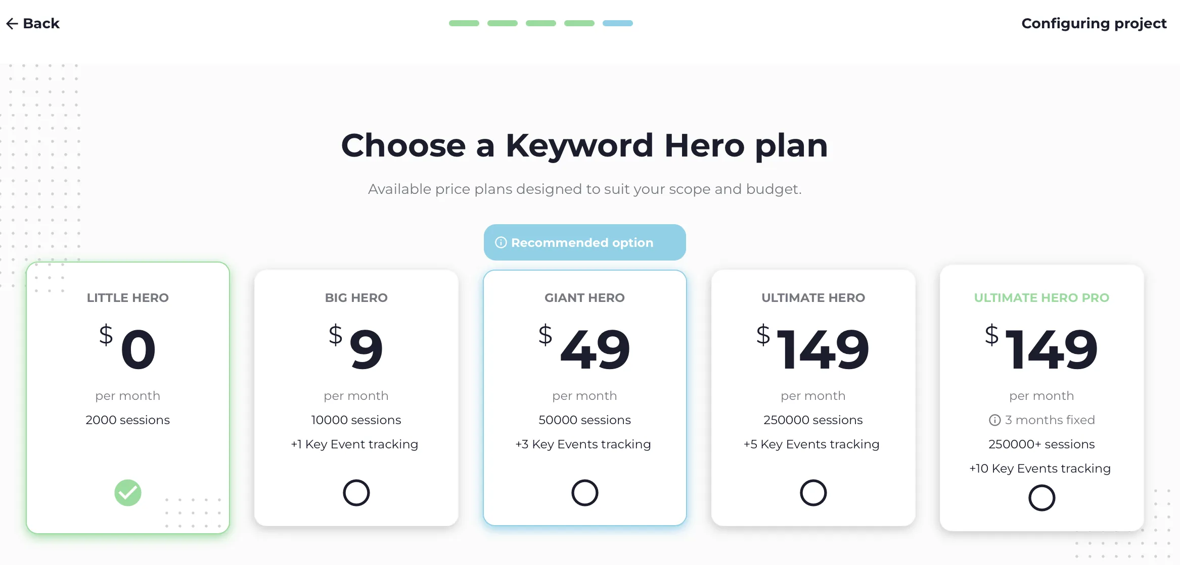 The plan step with the recommended plan highlighted.